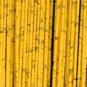 Banana Yellow Howlite Loose Beads Round Tube Shape 1x1mm