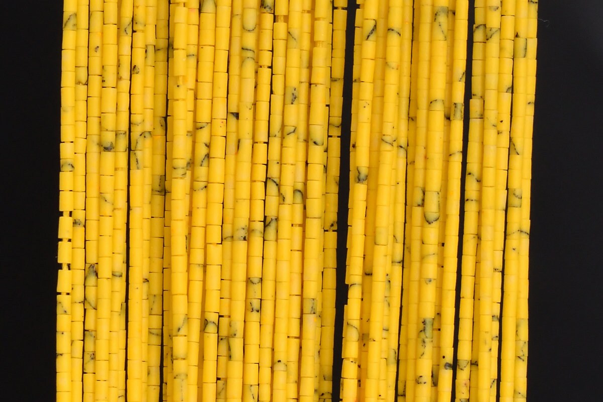 Banana Yellow Howlite Loose Beads Round Tube Shape 1x1mm