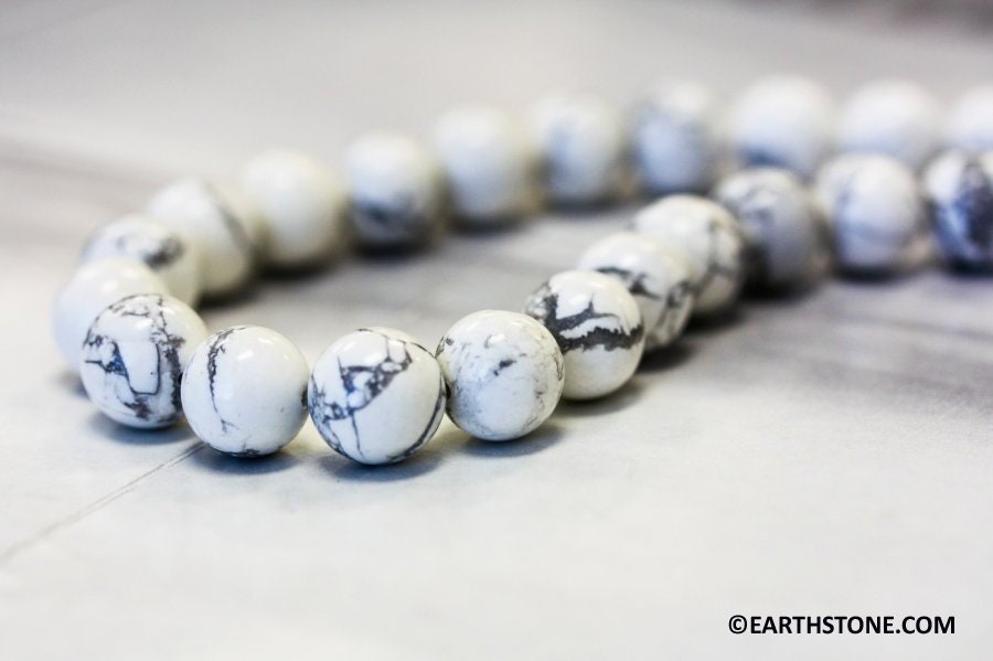 M/ White Howlite 10mm/ 12mm Round Beads 16" Strand Natural Gemstone For Jewelry Making M/ White Howlite 10mm/ 12mm Round Beads 16" Strand Natural Gemstone For Jewelry Making