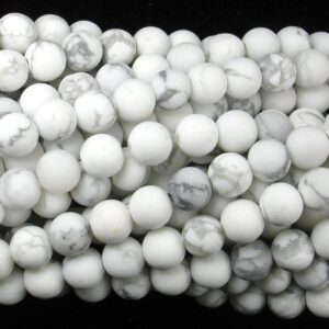 Matte White Howlite Beads, Round, 6mm (6.5 mm), 14.5 Inch, Full strand, Approx. 60 beads, Hole 1 mm, A quality (275054018)