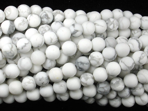 Matte White Howlite Beads, Round, 6mm (6.5 Mm), 14.5 Inch, Full Strand, Approx. 60 Beads, Hole 1 Mm, A Quality (275054018)