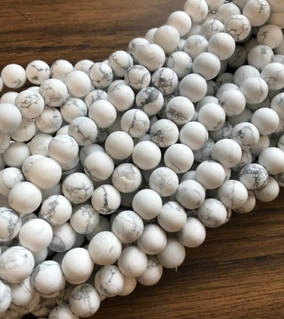 Natural Howlite Matt 6mm 8mm 10mm Round Gemstone Beads --15.5 Inch Strand