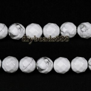 Natural White Howlite Faceted(64 Faces) Round Beads,howlite,6mm 8mm 10mm 12mm For Choice,15" Full Strand