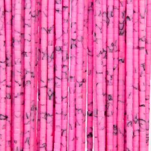 Pink Howlite Loose Beads Round Tube Shape 2x2mm