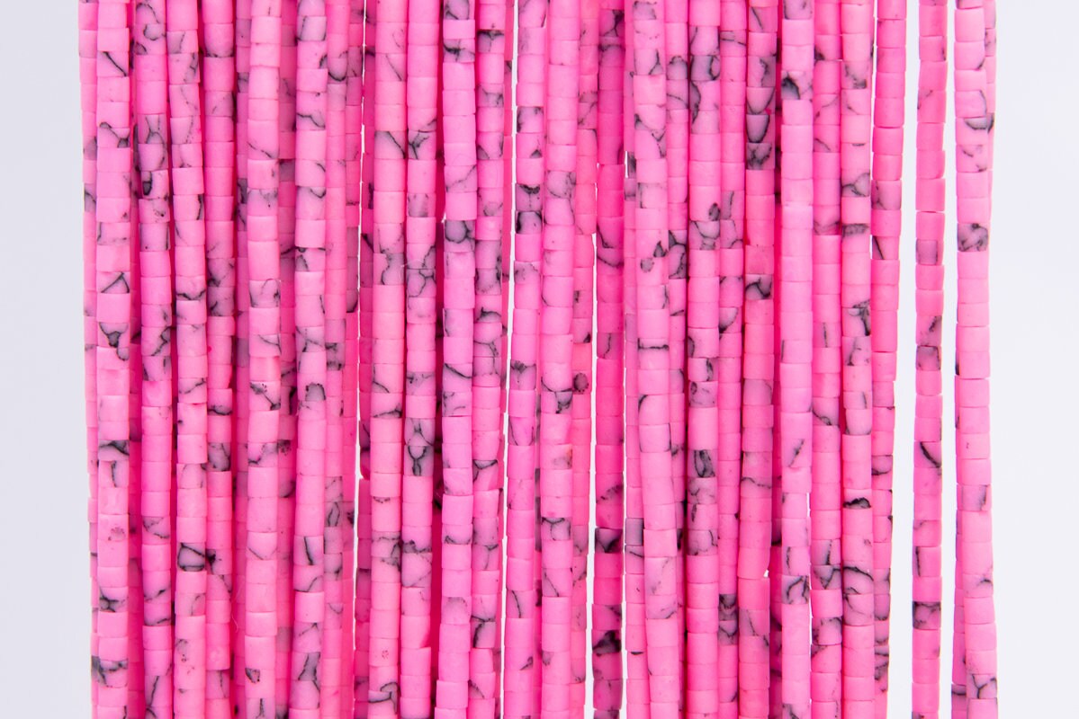 Pink Howlite Loose Beads Round Tube Shape 2x2mm