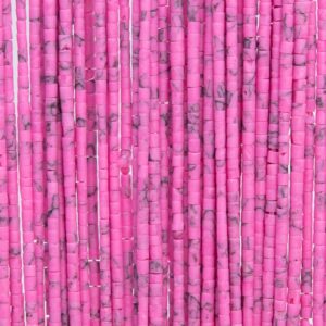 Purple Pink Howlite Loose Beads Round Tube Shape 2x2mm