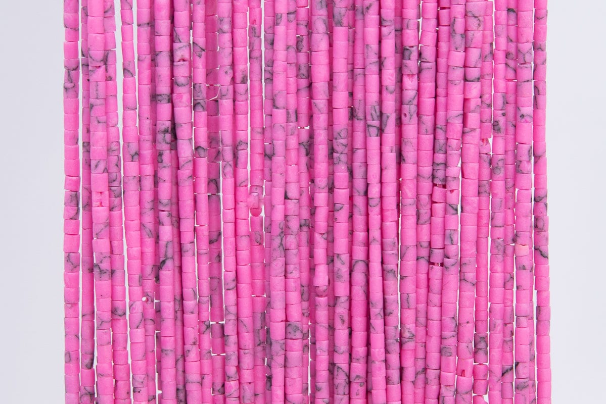 Purple Pink Howlite Loose Beads Round Tube Shape 2x2mm