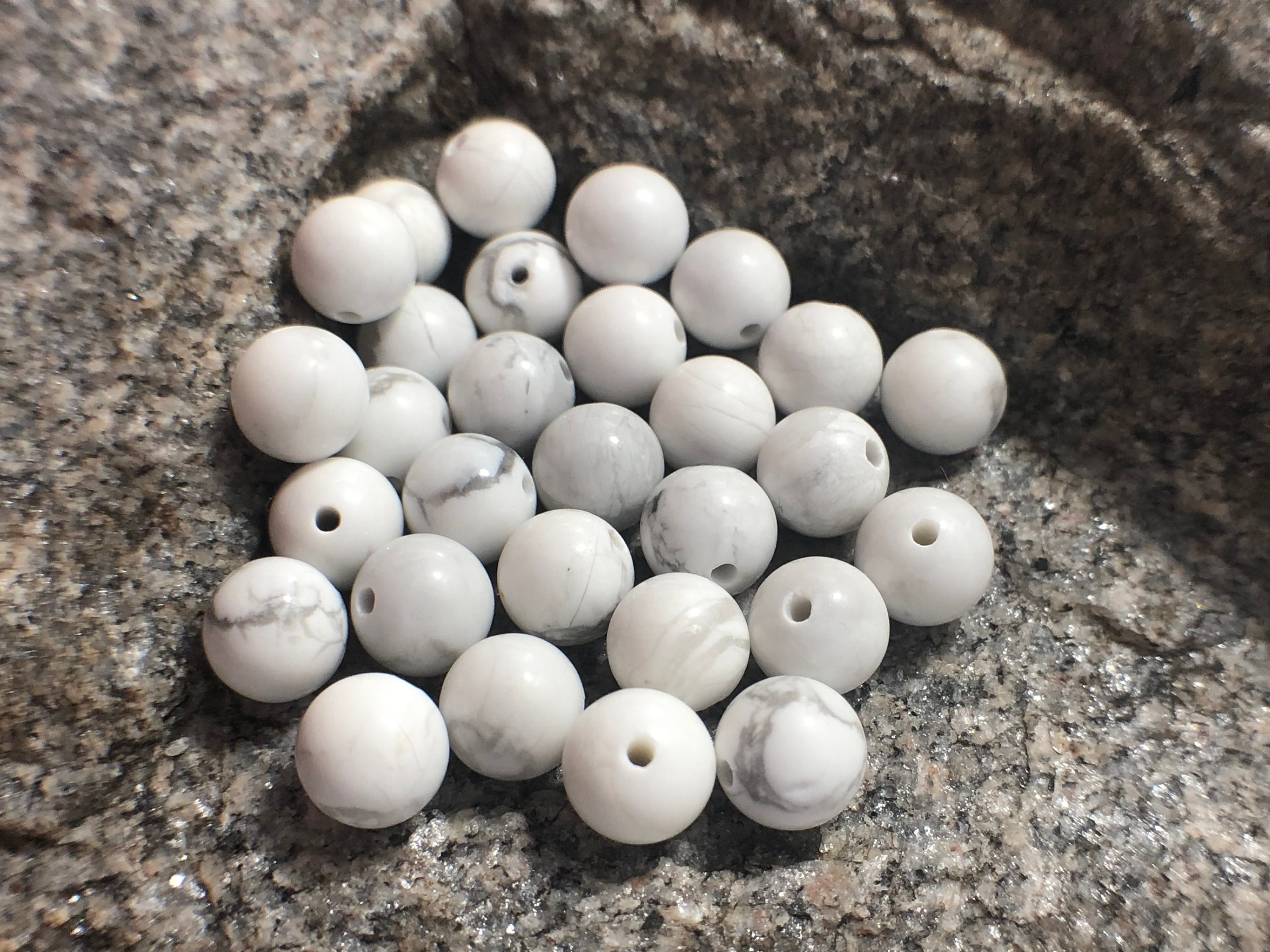 Sale White Howlite Beads, Gemstone Beads, Round Stone Natural Beads, 4mm 6mm 8mm 10mm 12mm