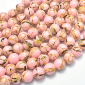 Shell Howlite-Pink, 8mm (8.4mm) Round Beads, 16 Inch, Full strand, Approx. 49 beads, Hole 1mm (275054024)