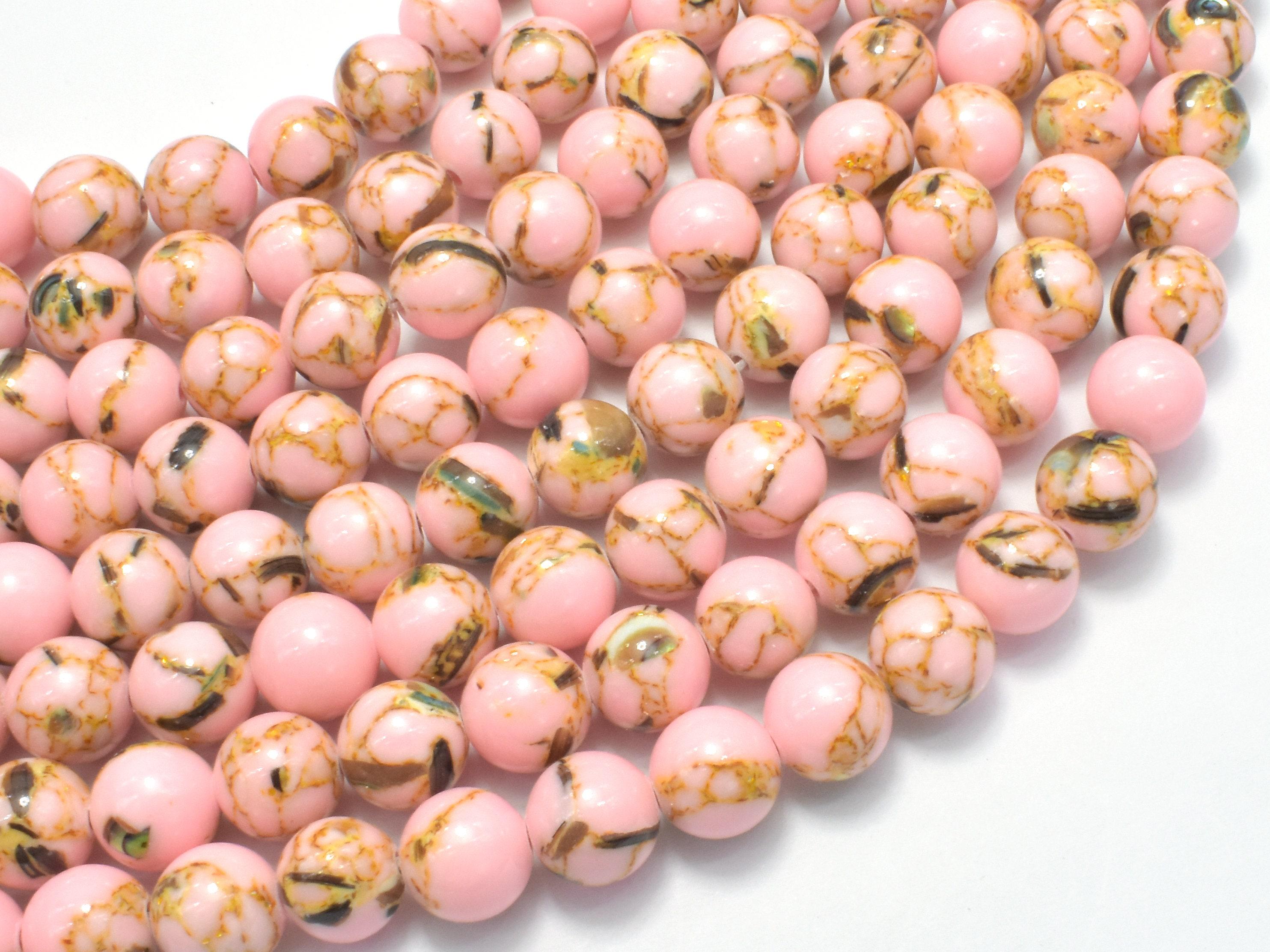 Shell Howlite-pink, 8mm (8.4mm) Round Beads, 16 Inch, Full Strand, Approx. 49 Beads, Hole 1mm (275054024)