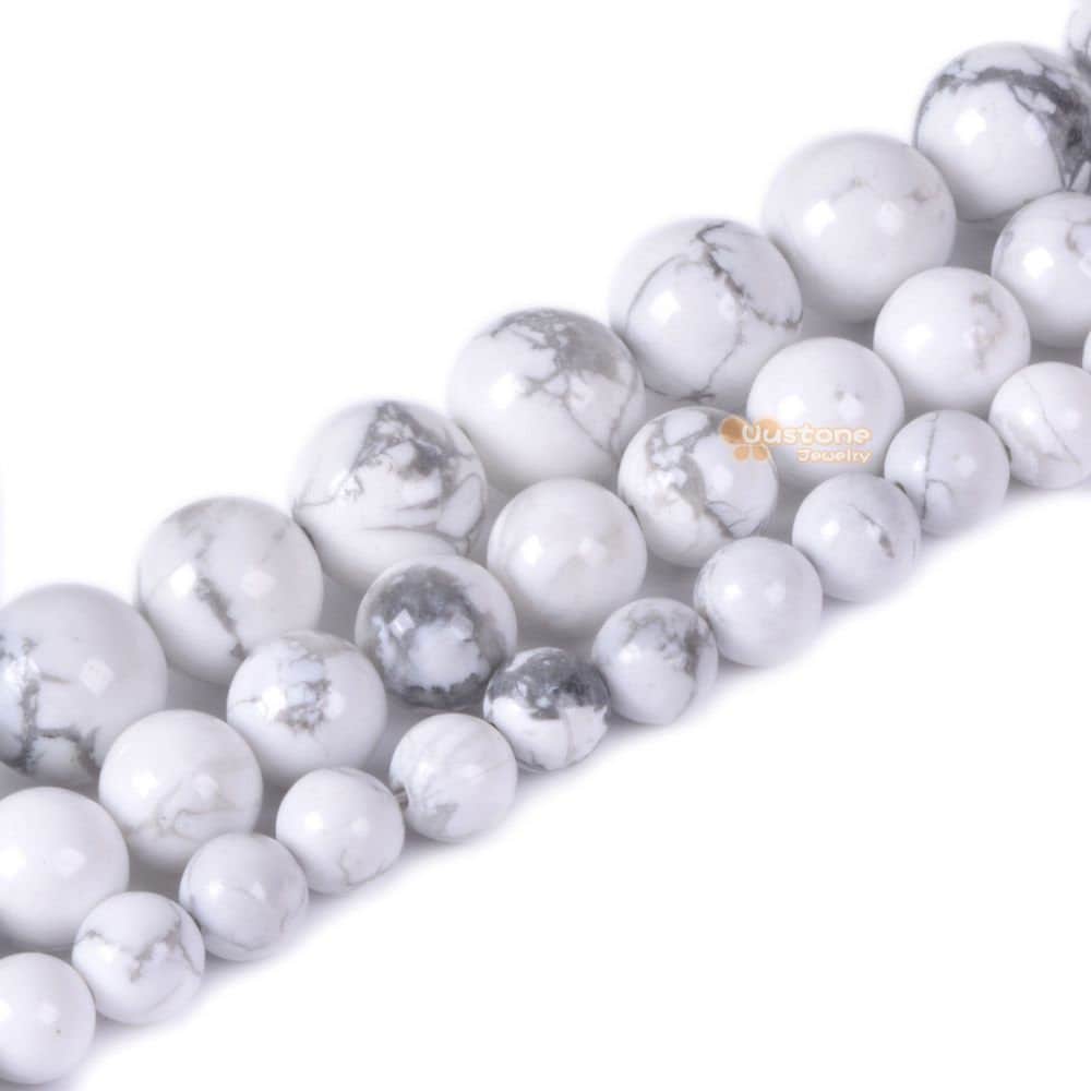 White Howlite Round Ball Loose Beads Diy Jewelry Making Beads Strand 6mm 8mm 10mm