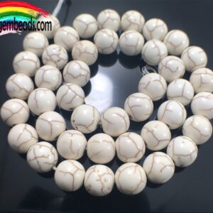 White Howlite Round Loose Gemastone Beads, 2mm 3mm 4mm 6mm 8mm 10mm 12mm Natural Stone Jewelry, Beading Beads, 16'' Strand