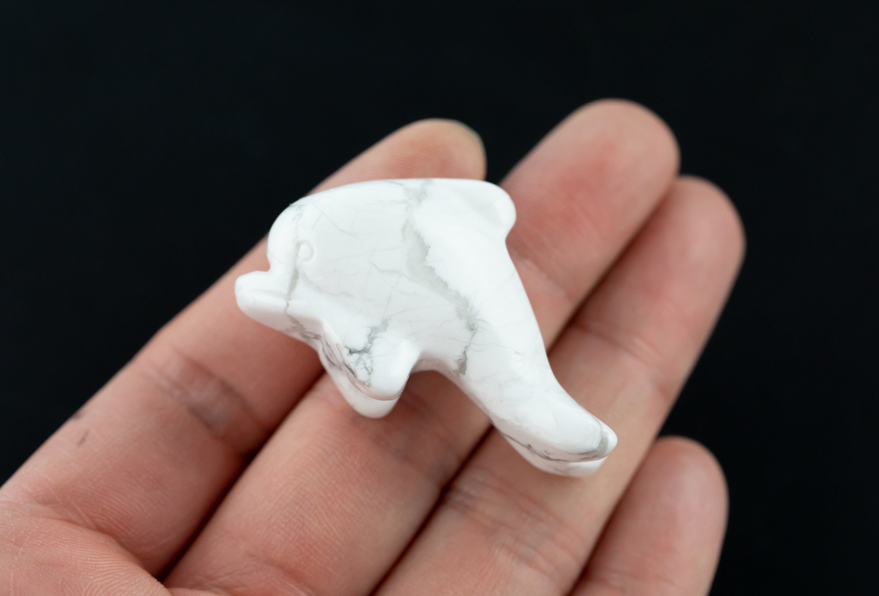 1 Pc Dolphin White Howlite Animal Figurine Super Cute About 2"
