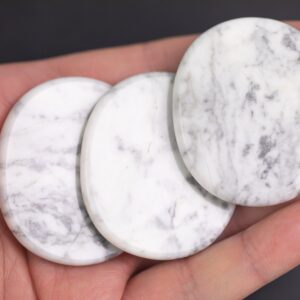 1 Pc White Howlite Palm Stone Healing Chakra Crystal Crystals Natural About 2 Inch By 1.5 Inches