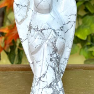 130MM Howlite Crystal Angel: Hand Carved Guardian Figurine Angel