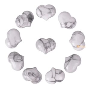 25mm White howlite puff LOVE hearts 1 inch Crystal healing Reiki pocket stone