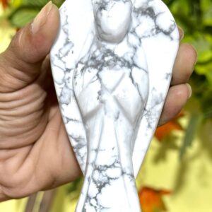 A Grade 120MM Howlite Angel Carving: Spiritual Healing Crystal Figurine