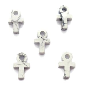 Howlite Anka Crystal - Mini Crystal Ankhs - Handmade Carving - Anka Totem - AN1014