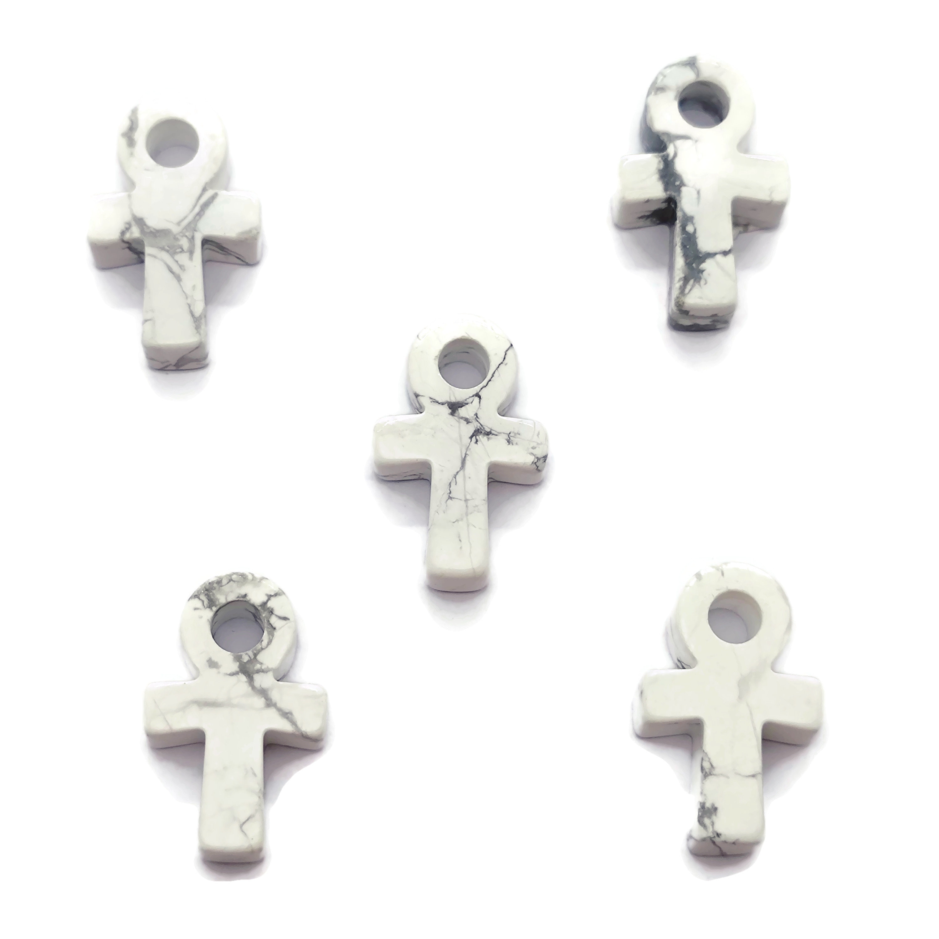 Howlite Anka Crystal - Mini Crystal Ankhs - Handmade Carving - Anka Totem - An1014