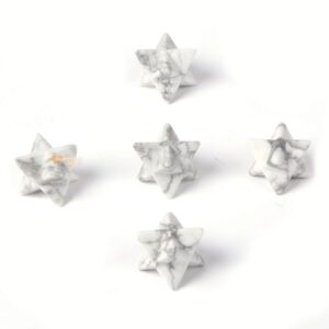 Carved Natural White Howlite Gemstone Crystal Merkaba Star Energy Healing Sacred Geometry Chakra Stone