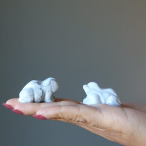 Howlite Frog White Crystal White Gray Gemstone Animal Figurine