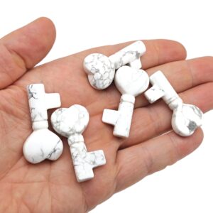 Howlite Gemstone Key Carving - Pocket Crystal Keys - Crystals Chakra - Meditation Crystal - Energy Gift for her - KY1011