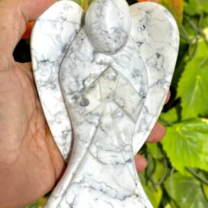 145MM Large Howlite Angel: Carved Crystal Guardian Stone