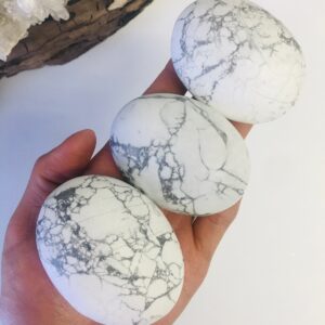 Polished Howlite Palm Stone, Pocket Healing Crystal