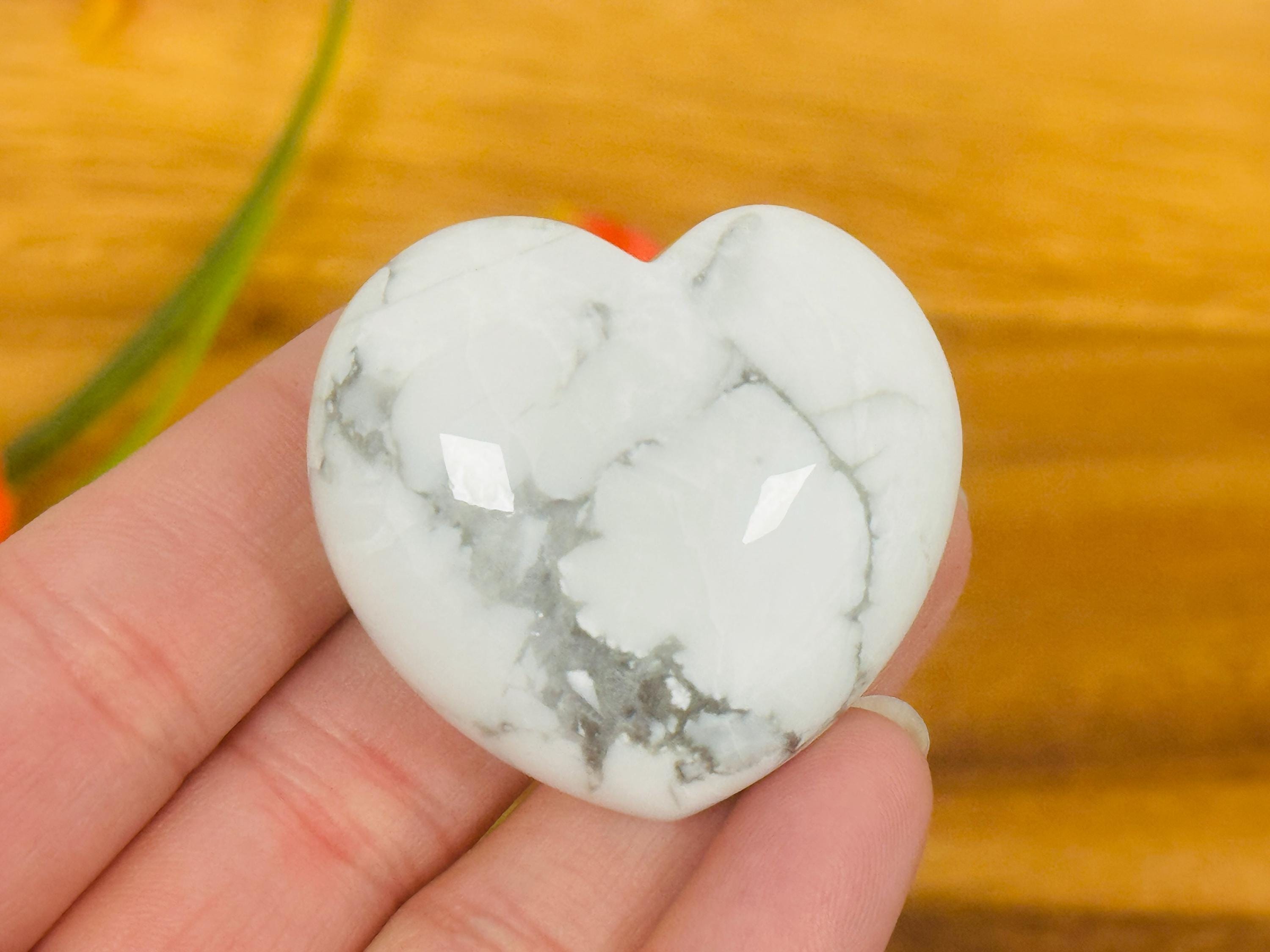 Howlite Puffy Heart Palm Stones, Polished Massage Gemstone, Meditation & Healing Crystal, 1.5 Inch Howlite Puffy Heart Palm Stones, Polished Massage Gemstone, Meditation & Healing Crystal, 1.5 Inch