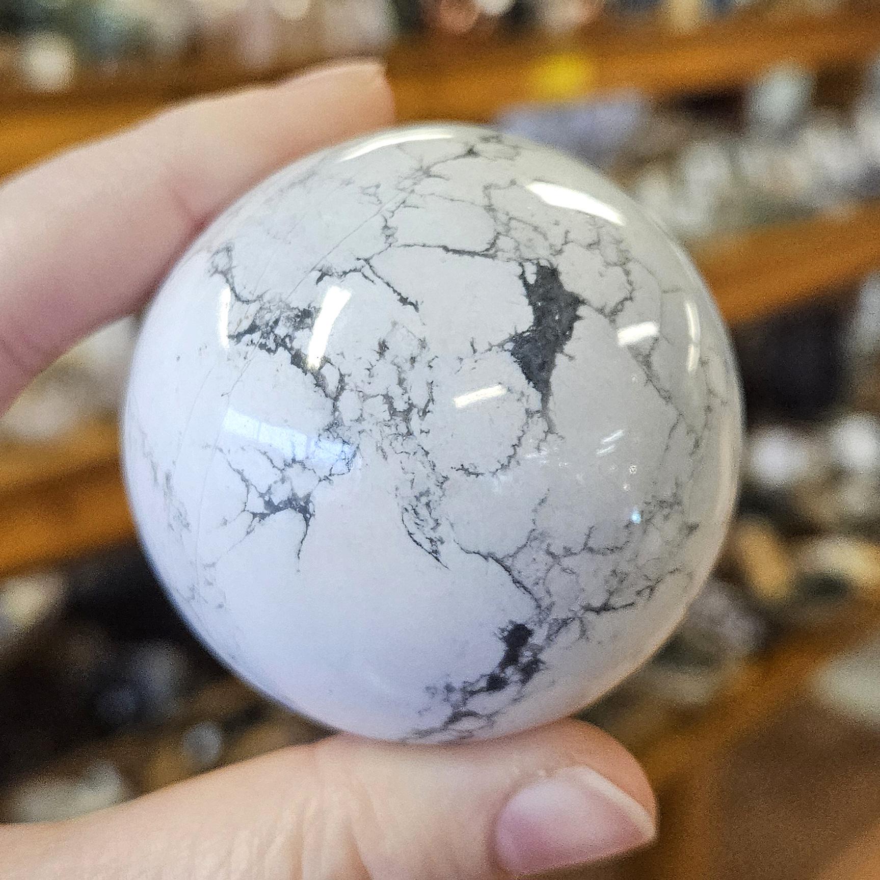 Howlite Sphere, Medium, Gemstone Decor