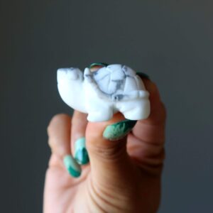 Howlite Turtle Spiritual White Animal Figurine Crystal Gemstone