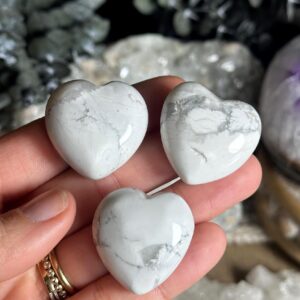 White Howlite Heart Crystal: Healing Stone, Protection Stone (1 1/2 - 2")