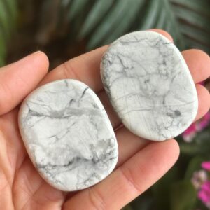 White Howlite Palm Stone, Flat Healing Crystal