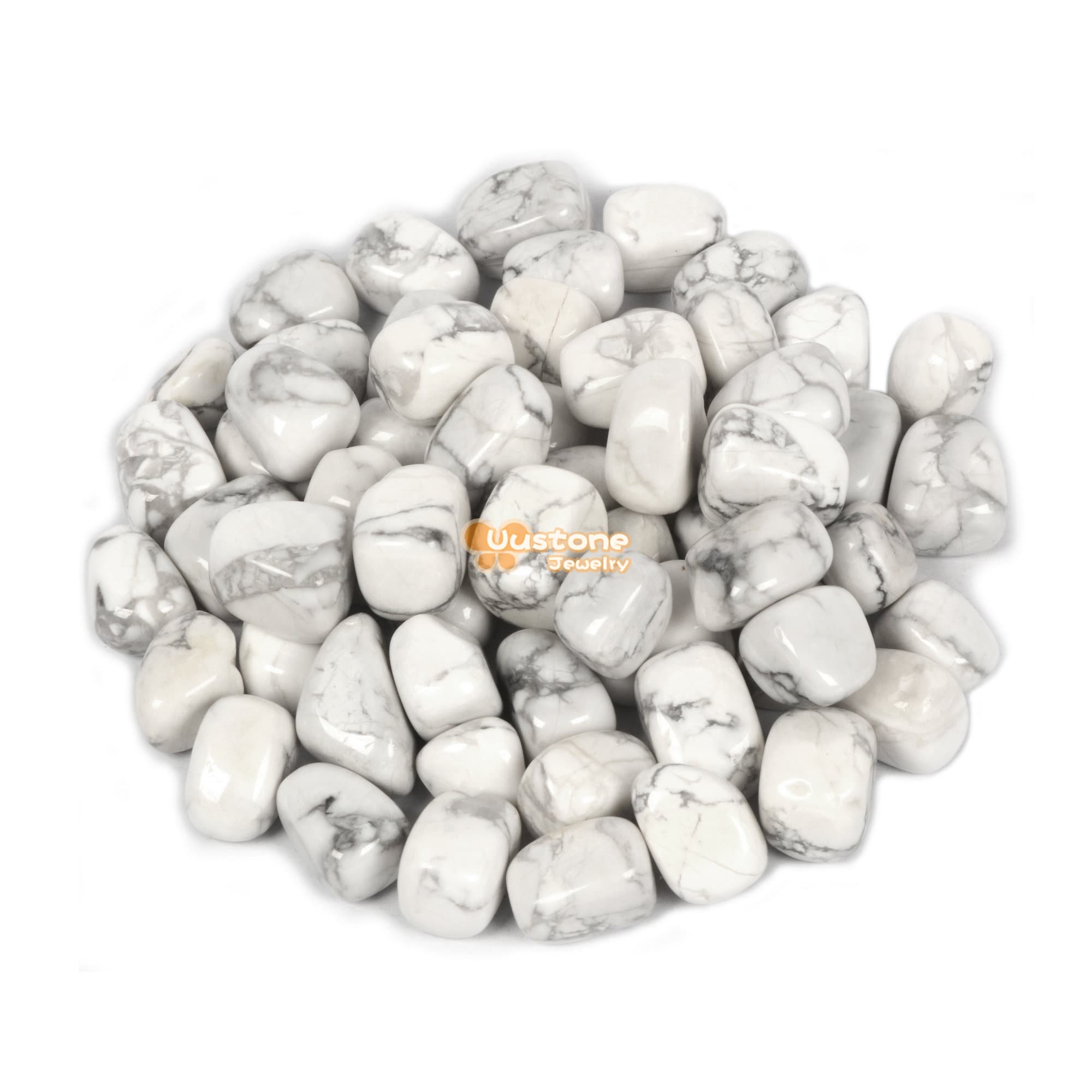 100 Grams White Howlite Tumbled Polished Natural Crystal Healing Pocket Stones Rock Collection