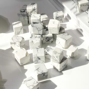 Howlite Cubes: Tumbled Healing Crystals, Pocket Stones