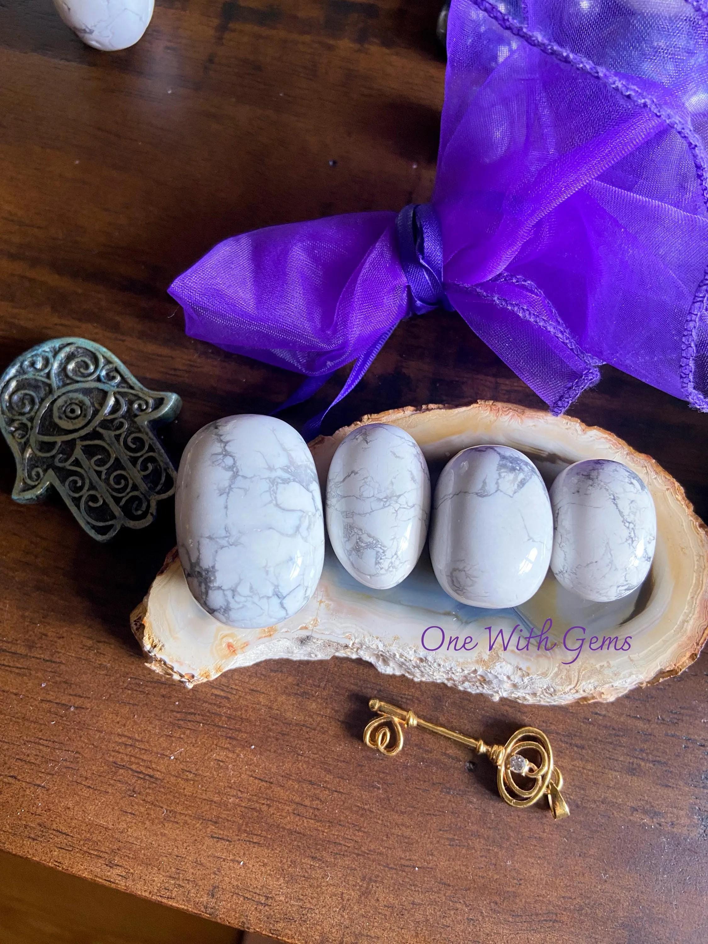Howlite Tumbled Stone, Intuitively Chosen, Healing Crystal, Calming Gemstone, Patience, Awareness, Crown Chakra