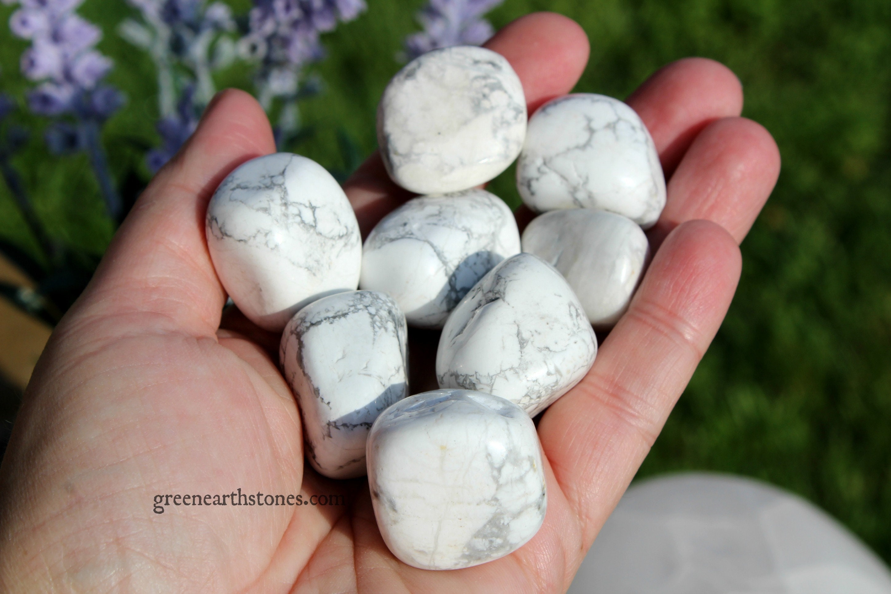 Howlite Tumbled Stone, One, Feng Shui, Crystal Grids, Energy, Minerals, Chakra Stones, White Howlite, Healing Crystals