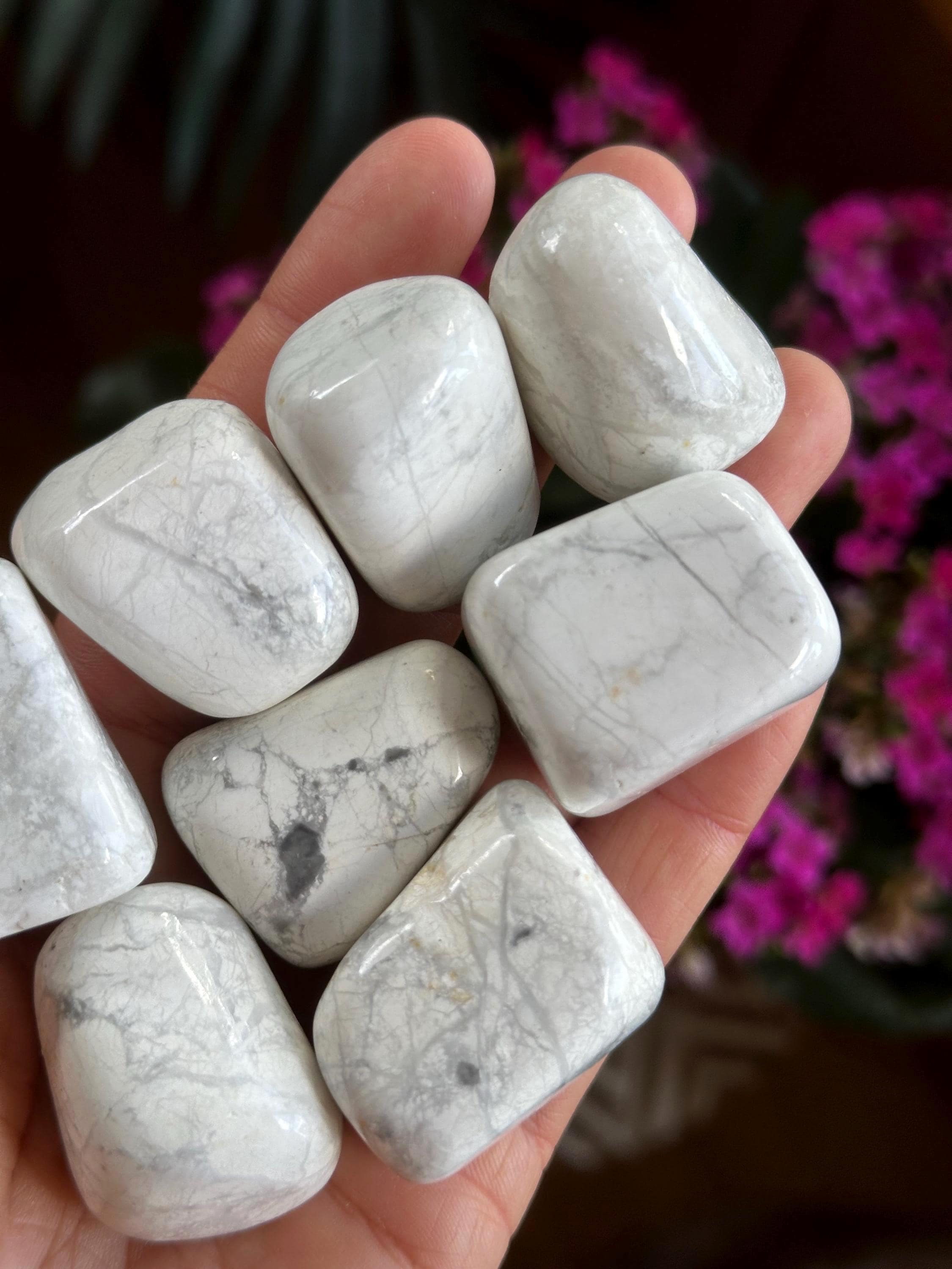 Tumbled White Howlite Stone, Calming Crystal