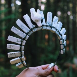 Howlite Wolf || crystal crown, crystal tiara