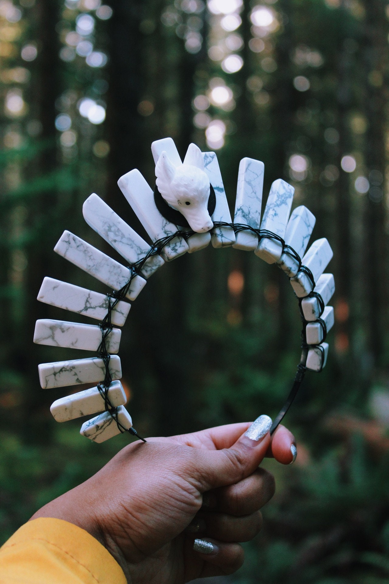Howlite Wolf || Crystal Crown, Crystal Tiara Howlite Wolf || Crystal Crown, Crystal Tiara