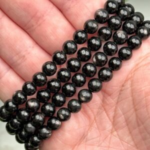 Hypersthene Bracelet | 6-8mm | - No. 670 (polished Black Crystal Jewelry, Root Chakra, Confidence)