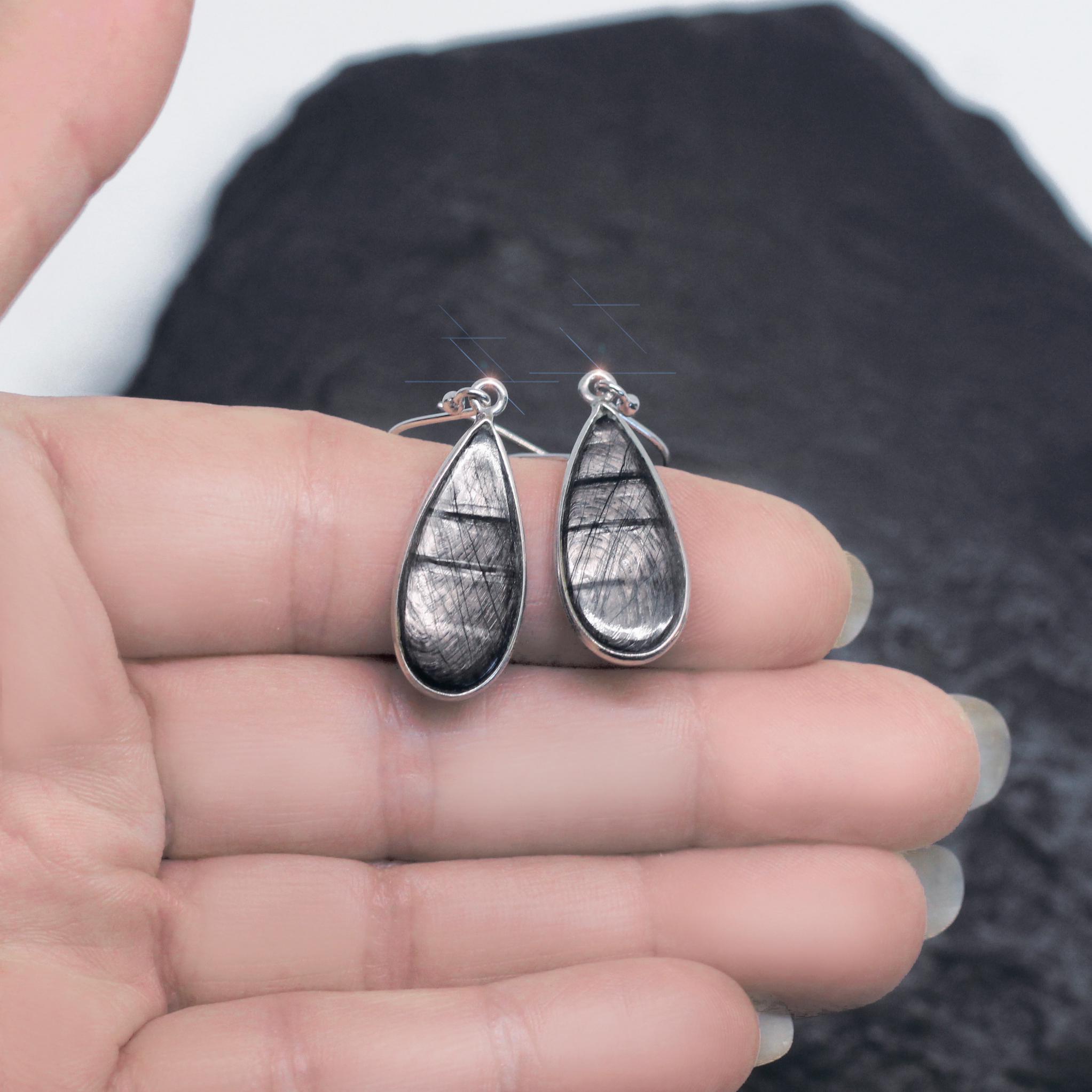 A Silver Lining - Natural Hypersthene Sterling Silver Earrings