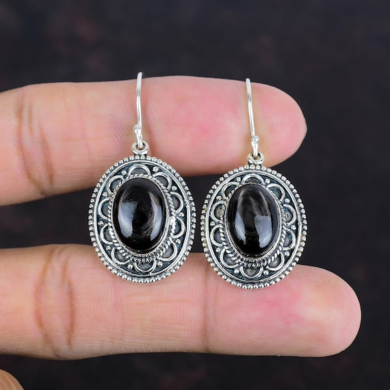 Handmade Hypersthene Earrings: Vintage Sterling Silver Gemstone Jewelry
