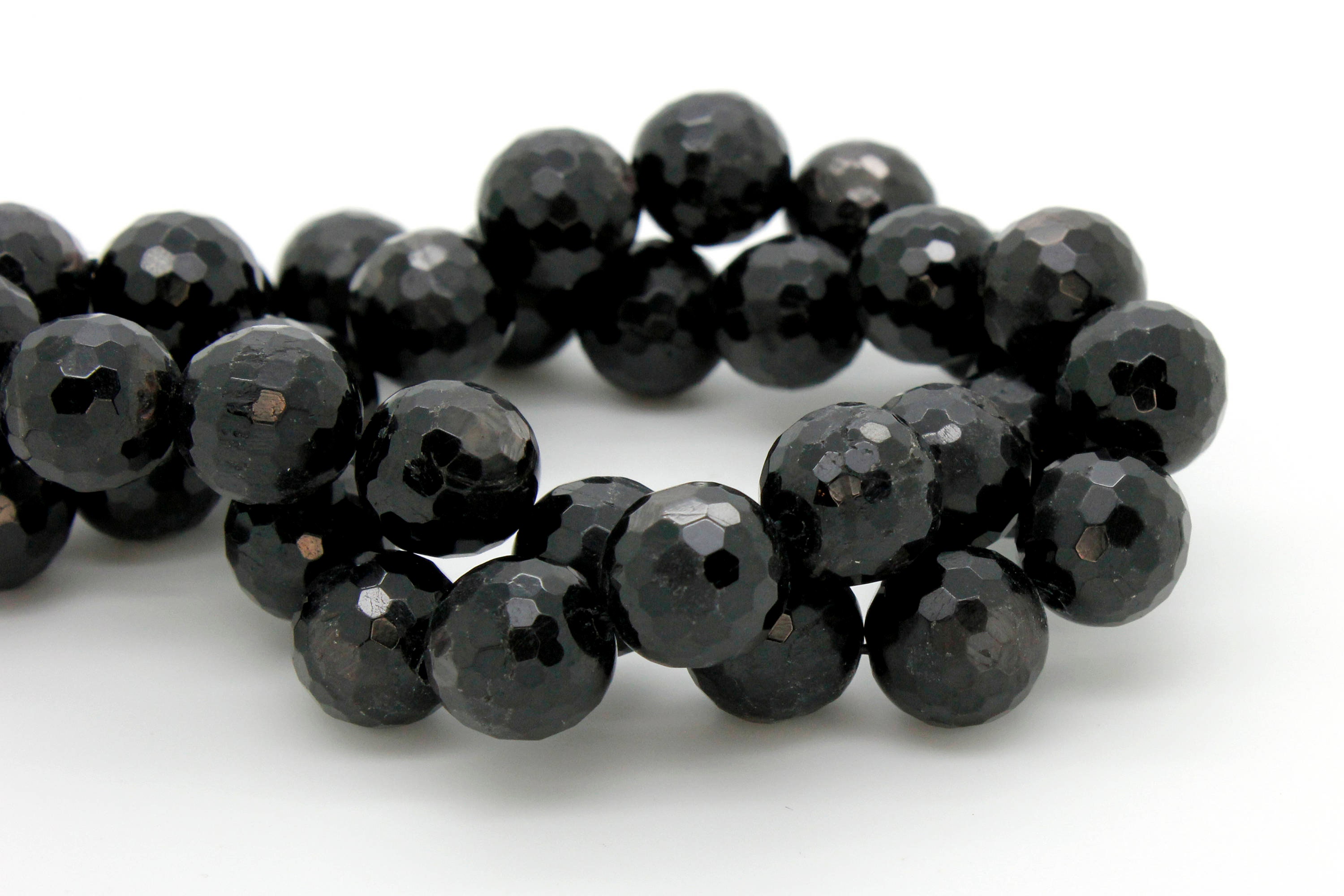 Natural Hypersthene Faceted Round Ball Sphere Gemstone Beads - Full 15.5" Strand