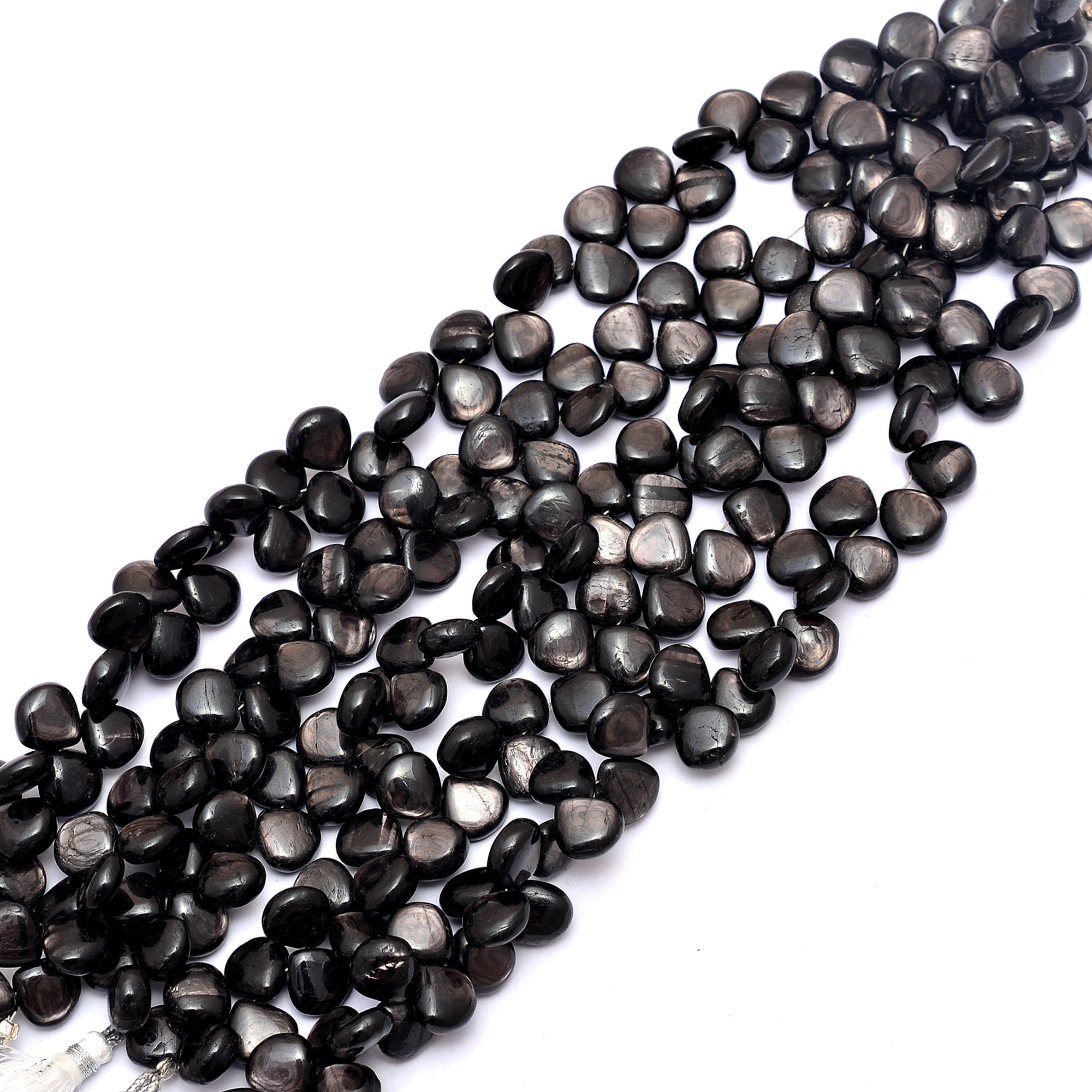 Aaa+ Hypersthene Gemstone 9mm-10mm Smooth Heart Briolette Beads : 8inch Strand