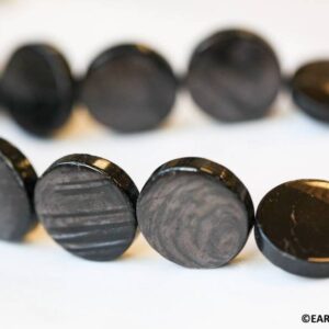 L/ Hypersthene 18mm Coin Beads 16" Strand Stabilized Gemstone Beads For Jewelry Making