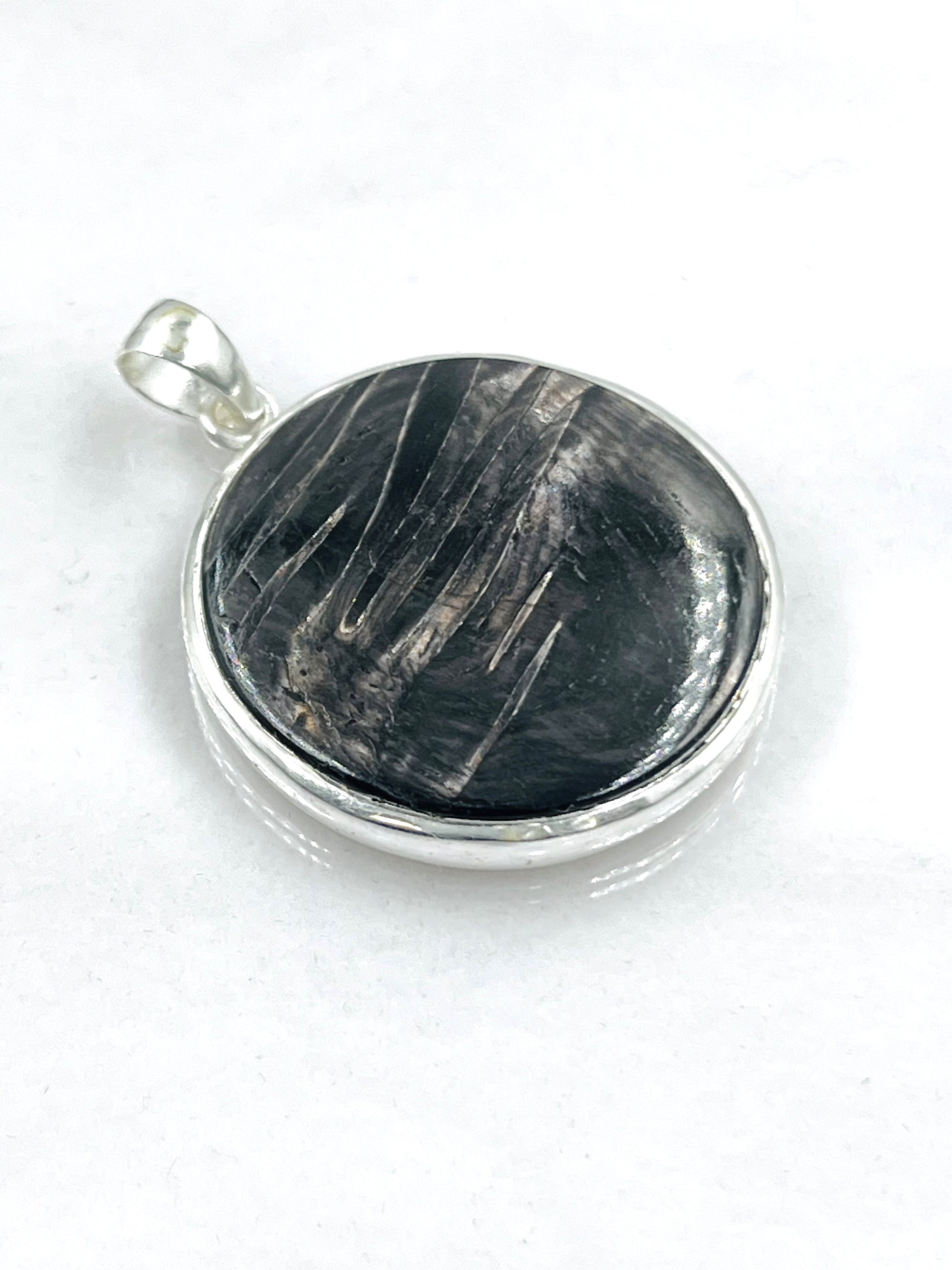 Sterling Silver Hypersthene Pendant - Black Gemstone Jewelry