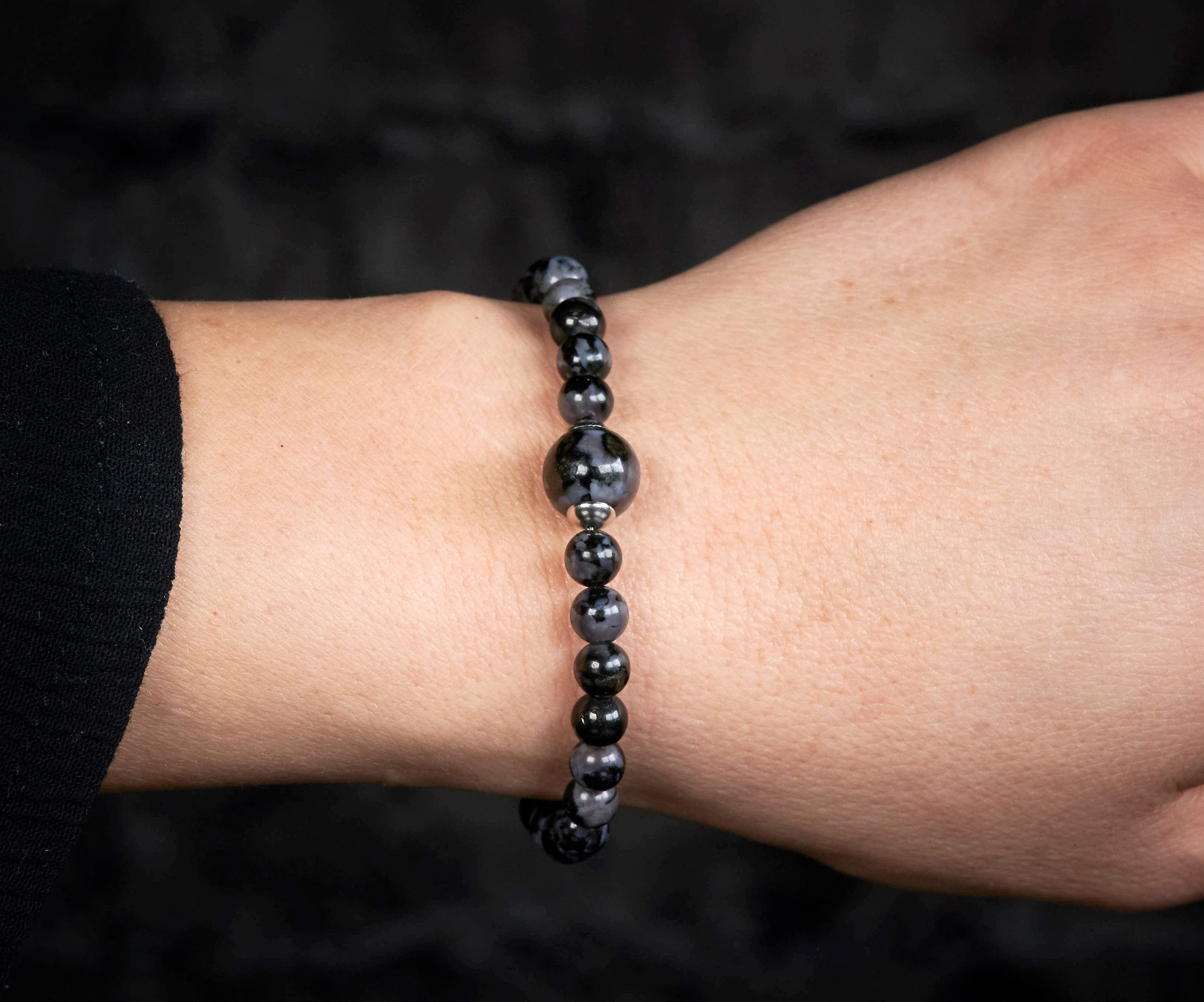 10mm And 6mm Mystic Merlinite Indigo Gabbro Bracelet. Genuine Natural Indigo Gabbro Mystic Merlenite Stretch Bracelet