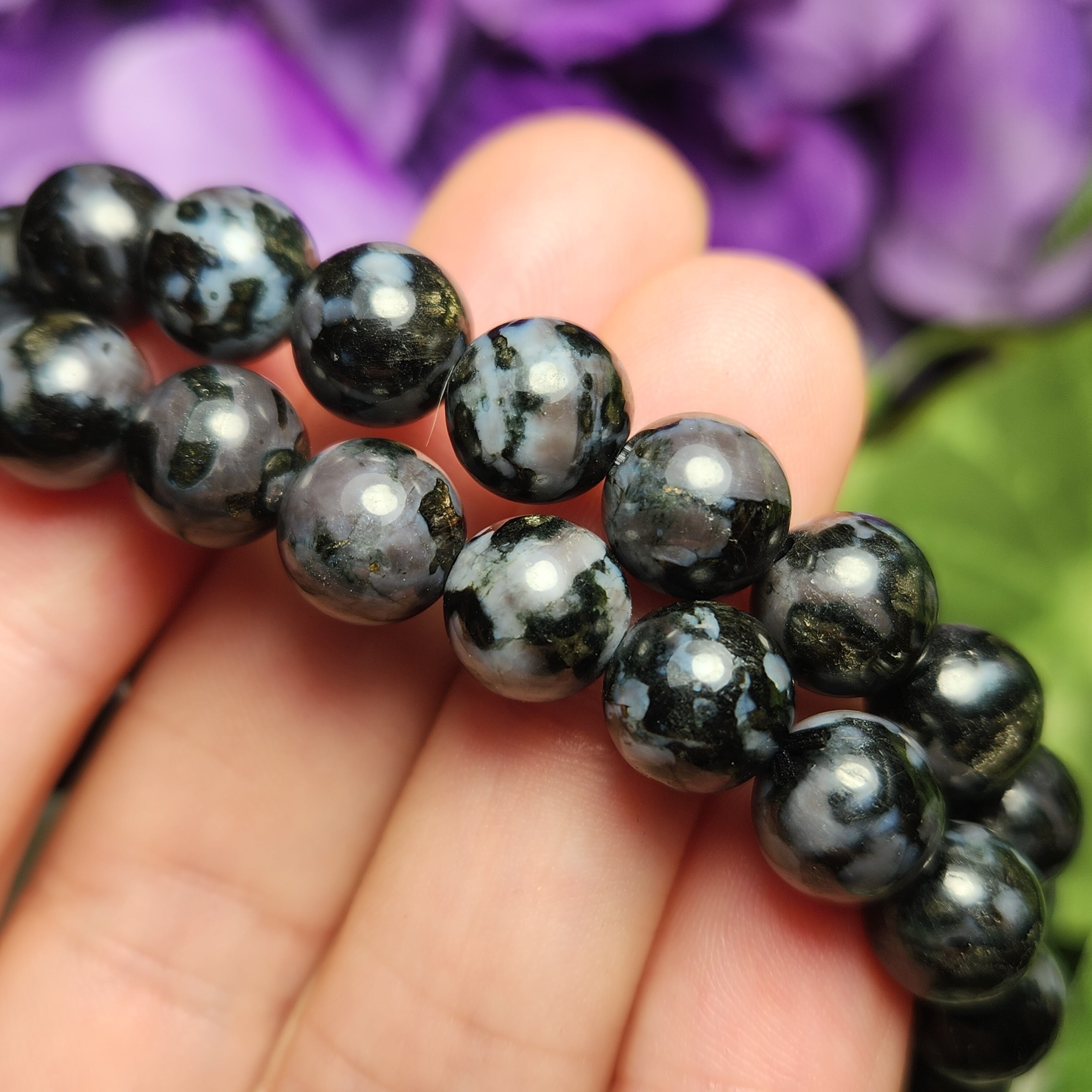 Indigo Gabbro Beaded Bracelet (8mm Beads)