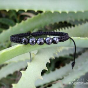 Indigo Gabbro Braided Bracelet: Mystic Merlinite Boho Wristband, Protection Gemstone, Stone Of Magic Indigo Gabbro Braided Bracelet: Mystic Merlinite Boho Wristband, Protection Gemstone, Stone Of Magic